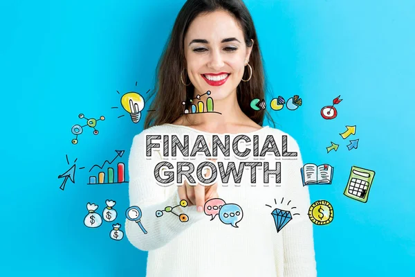 Concepto de crecimiento financiero con mujer joven — Foto de Stock