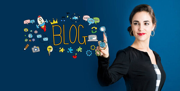 Blog concept with business woman 