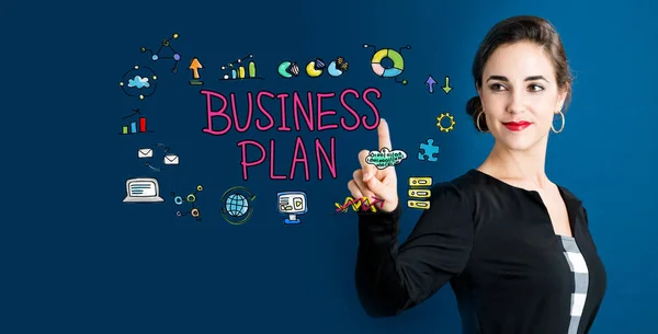 Concepto de plan de negocios con mujer de negocios —  Fotos de Stock