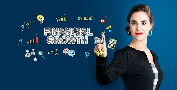 Concepto de crecimiento financiero con mujer de negocios —  Fotos de Stock