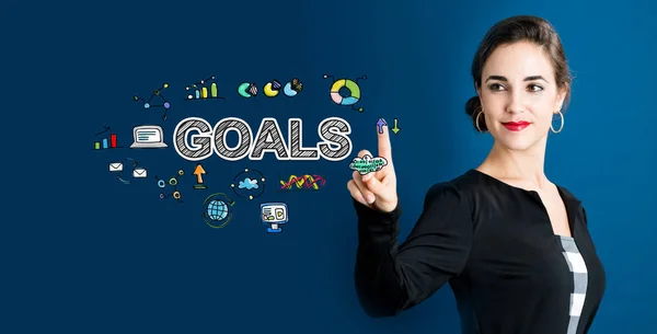 Goals concept with business woman — Stock Photo, Image