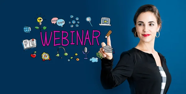 Webinar concept met zakenvrouw — Stockfoto