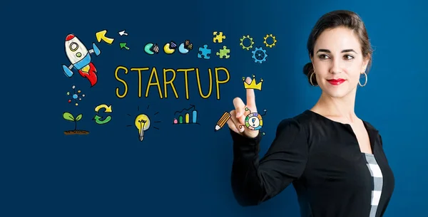 Startup concept with business woman — Stock Photo, Image