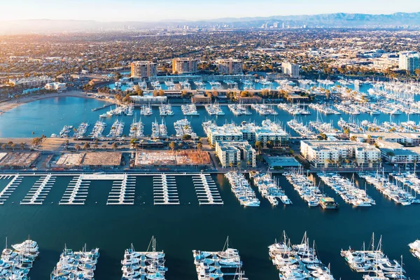 Aerial view of the Marina del Rey harbor in LA — Stock Photo, Image