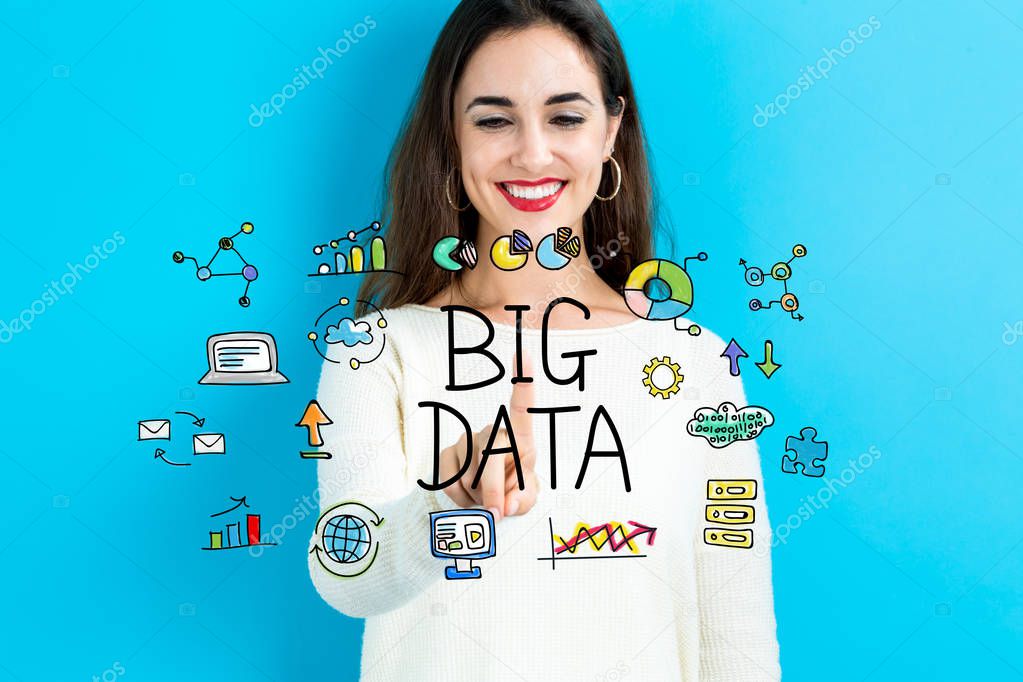 Big Data concept with young woman