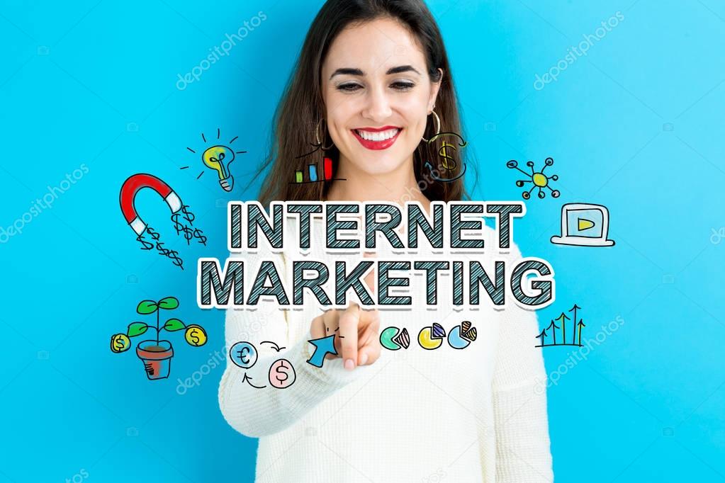 Internet Marketing concept with young woman