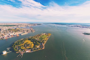 Aerial view of the Governors Island with Brooklyn in the background clipart
