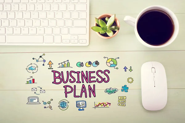 Business Plan concept with workstation — Stock Photo, Image