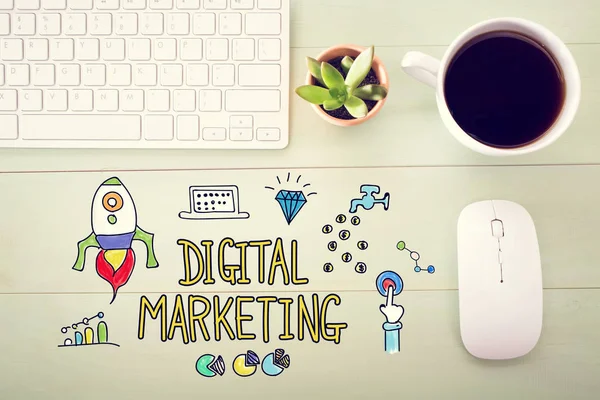 Concetto di Digital Marketing con workstation — Foto Stock