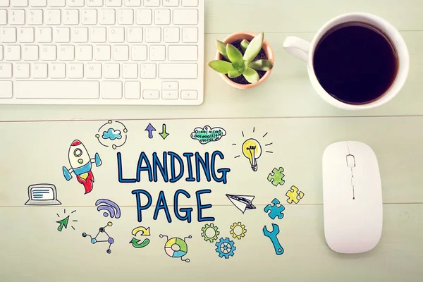 Concepto de Landing Page con estación de trabajo — Foto de Stock