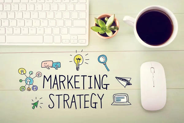 Concepto de estrategia de marketing con estación de trabajo — Foto de Stock