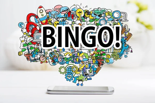 Bingo-Konzept mit Smartphone — Stockfoto