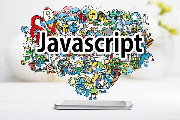 Концепция Javascript со смартфоном — стоковое фото