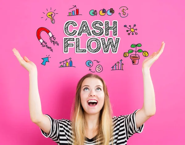 Cash-Flow concept met jonge vrouw — Stockfoto