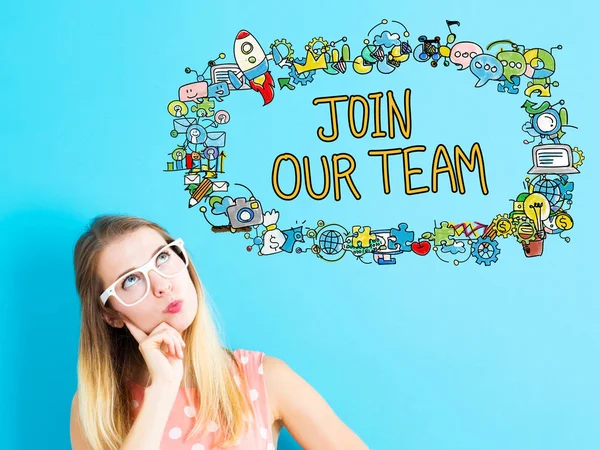 Join Our Team concept with young woman — Stock Photo, Image