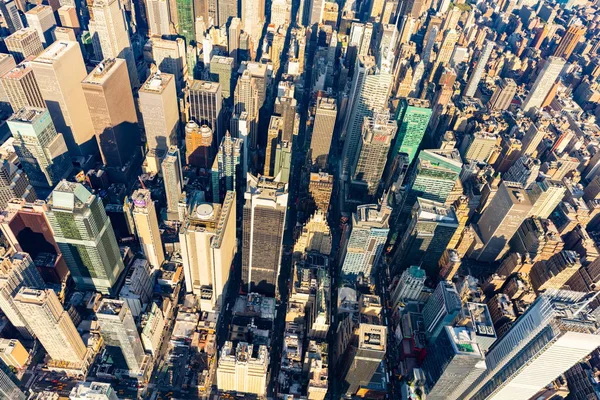 Luchtfoto van Times Square New York City bij zonsondergang — Stockfoto