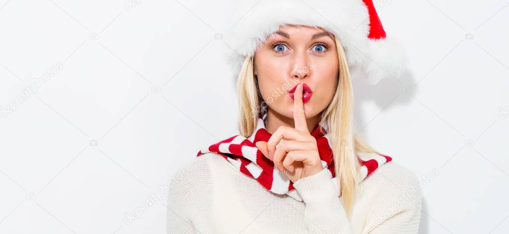 Young woman with Santa hat
