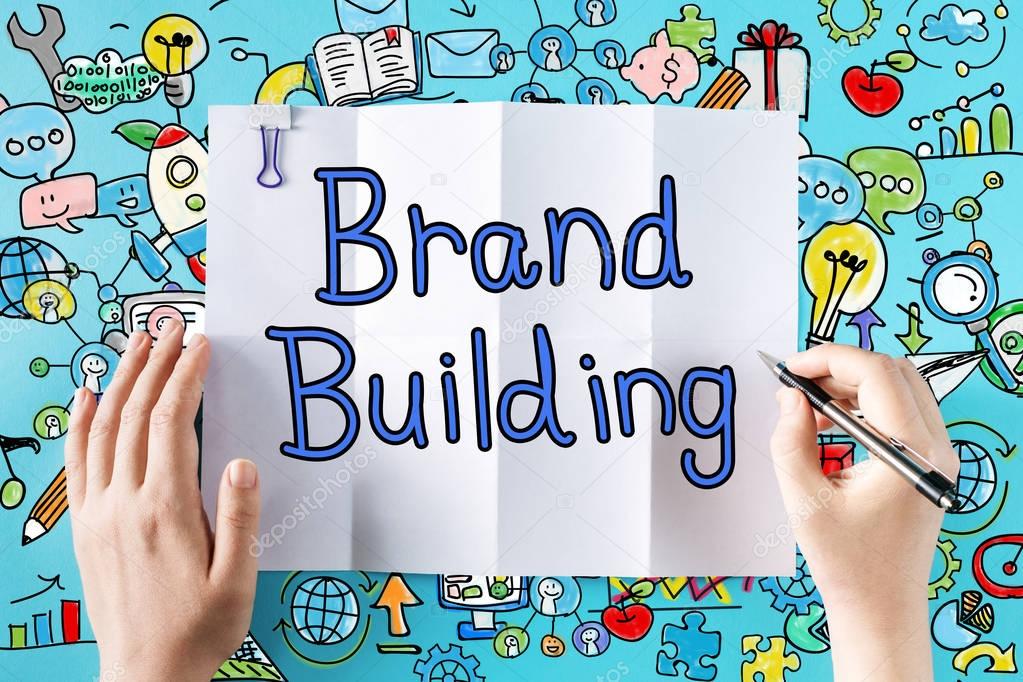 Brand Building text with hands 