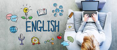 English text with man clipart