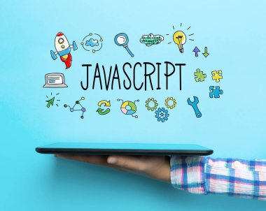 JavaScript concept with a tablet  clipart