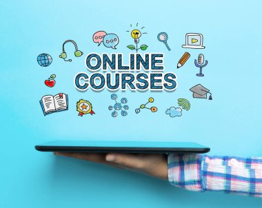 Bir tablet ile online kurslar kavramı