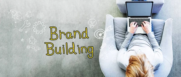 Brand Building testo con l'uomo — Foto Stock