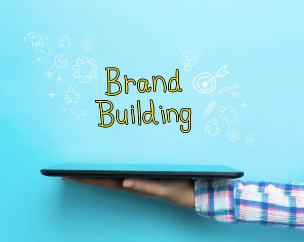Concetto di Brand Building con tablet — Foto Stock