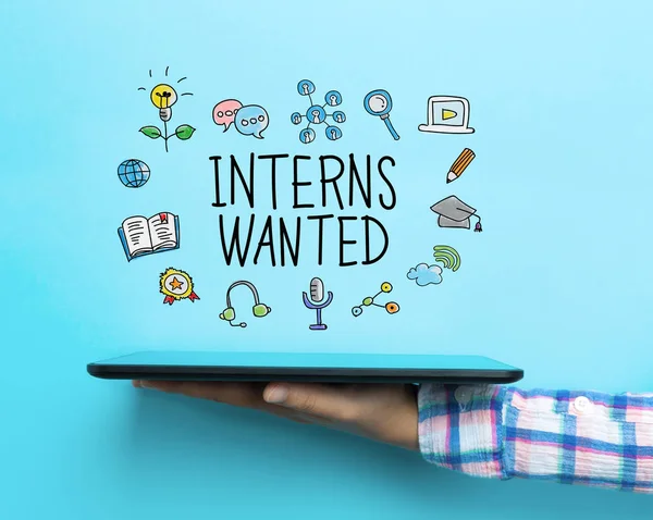 Interns Wanted concept with a tablet — Stock Photo, Image