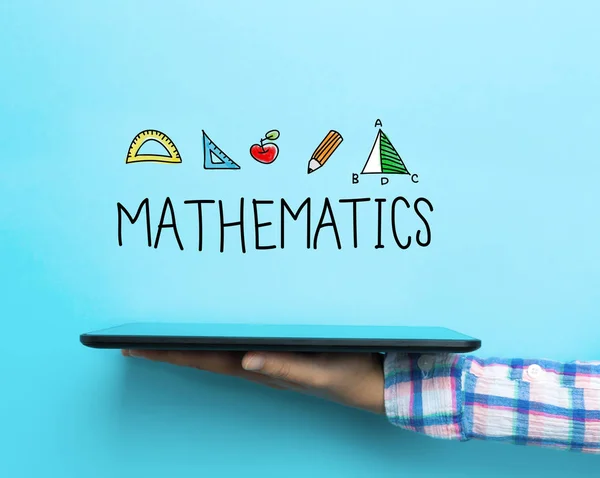 Mathematics concept with a tablet — Stock Photo, Image