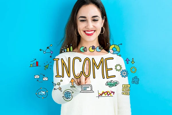 Income text with young woman — Stock Photo, Image