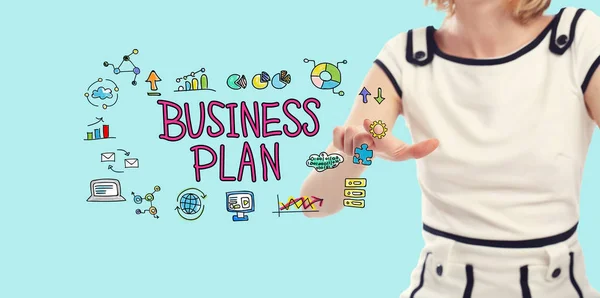 Business Plan concept with young woman — Stock Photo, Image