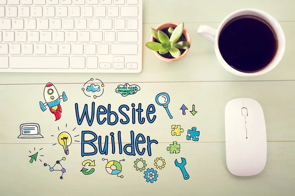 Webbplats Builder koncept med arbetsstation — Stockfoto
