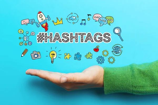 Conceito de hashtags com mão — Fotografia de Stock