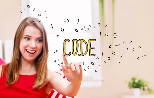Code concept with woman — Stock Photo, Image