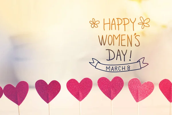 Mensagem de Dia de mulheres com corações — Fotografia de Stock