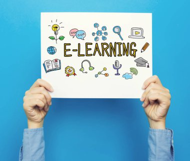 E-öğrenme metin beyaz poster 