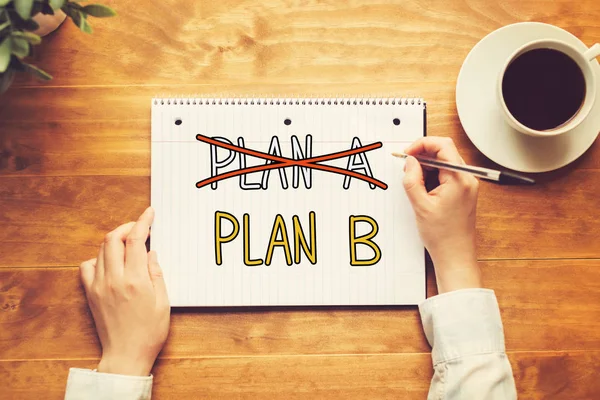 Plan B tekst met houder van pen — Stockfoto