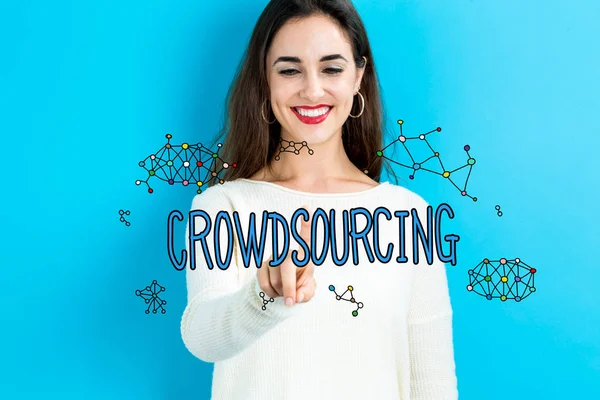 Crowdsourcing szöveg nő — Stock Fotó