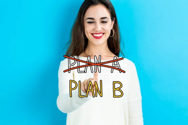 Plan B text with woman — Stock Photo, Image