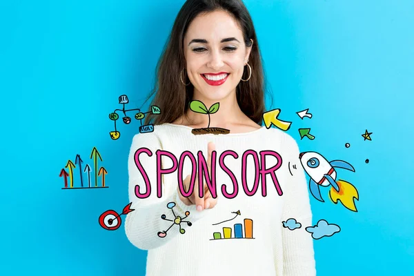 Sponsor testo con donna — Foto Stock