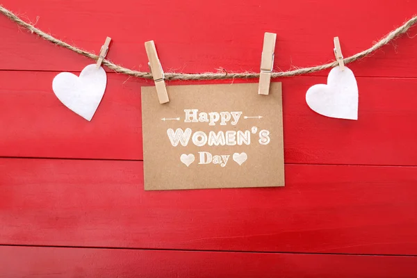 Mensaje del Día de la Mujer con corazones —  Fotos de Stock