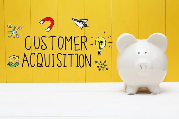Customer Acquisition text with piggy bank