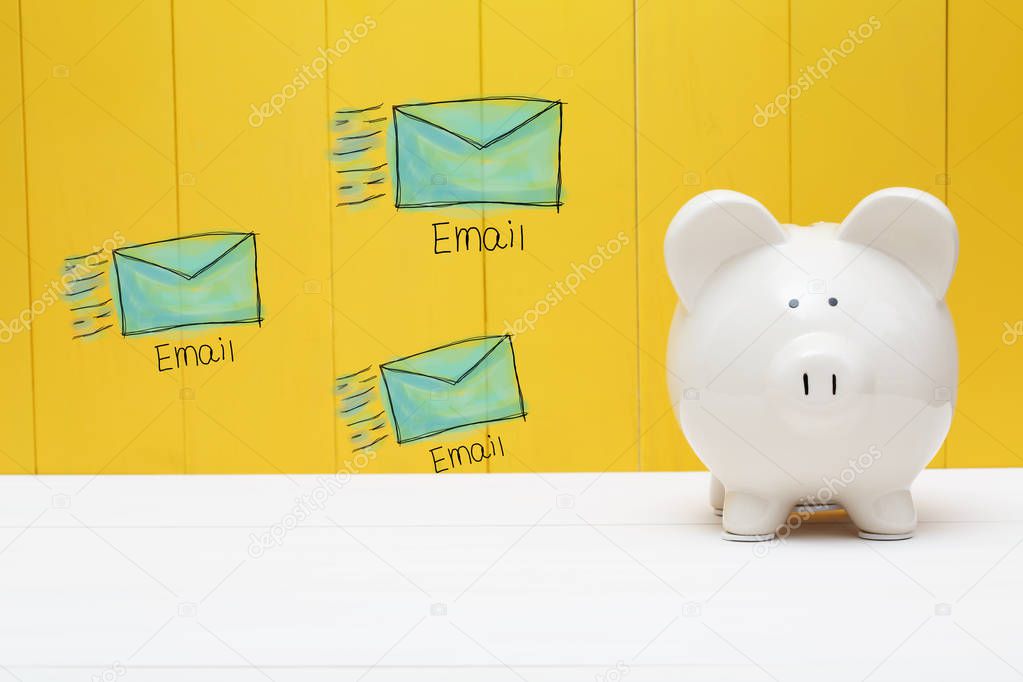 Email with piggy bank