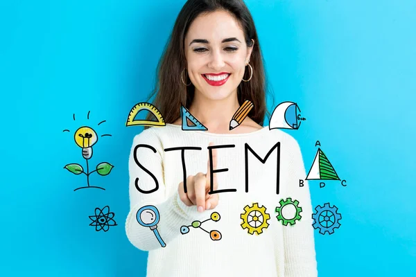 STEM text with woman — Stock Photo, Image