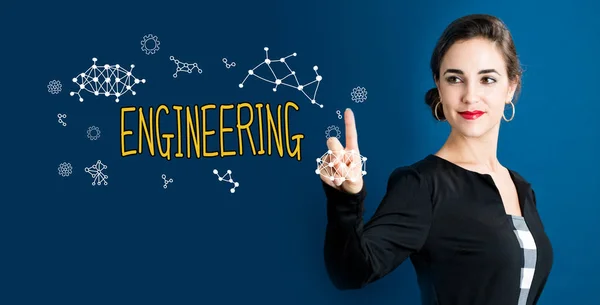 Texto de ingeniería con mujer — Foto de Stock