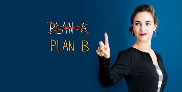 Plan B text affärskvinna — Stockfoto