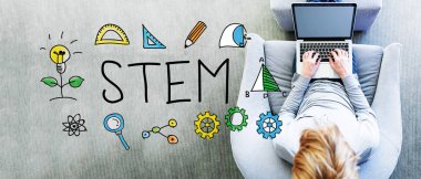 STEM text with man  clipart