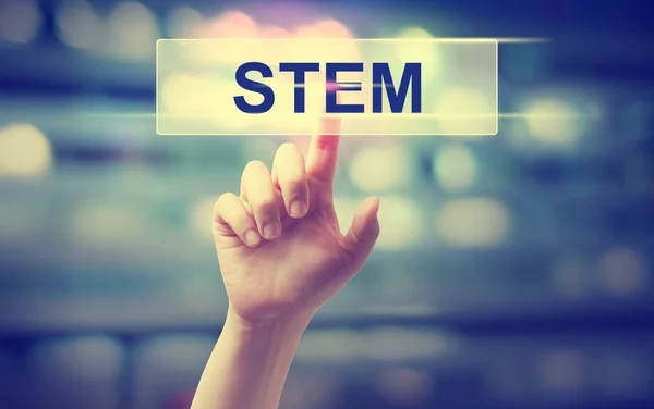 Conceito STEM com mão — Fotografia de Stock