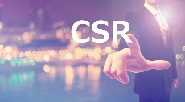 Koncepcja CSR z biznesmenem — Zdjęcie stockowe