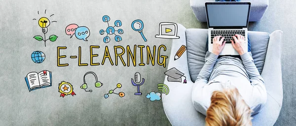 E-Learning tekst met man — Stockfoto